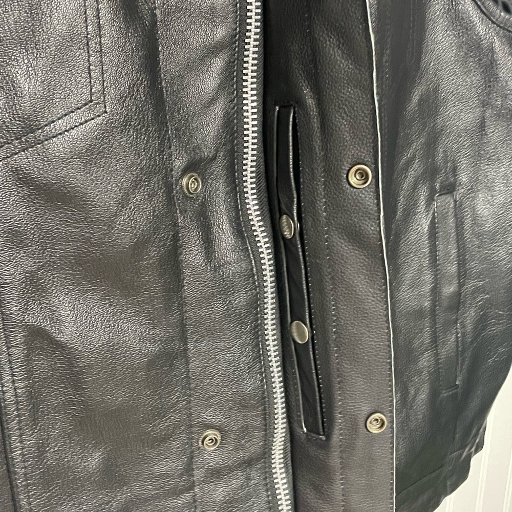 XPO Patch‎ & Leather Embroidered Back the Blue Black Leather Vest Mens 3XL/56 - Picture 8 of 12